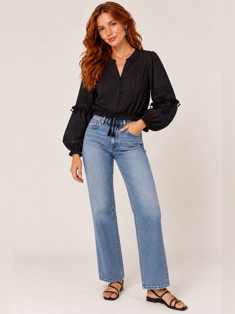 House of Harlow 1960 Black Pom Pom Top Blouse NWT size XL